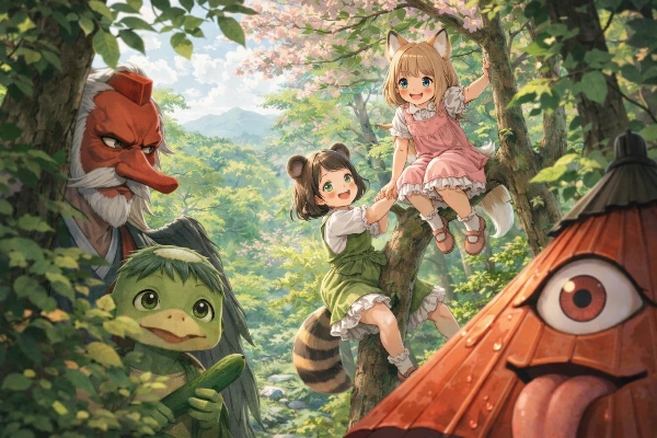 コン子とポン子・お山で遊んだ
