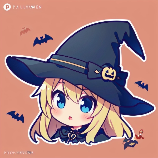 ハロウィン魔女っ娘アイコン風～「びっくりした」「本当かなあ？」「いいね！」