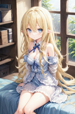 寝起きのエルフちゃん