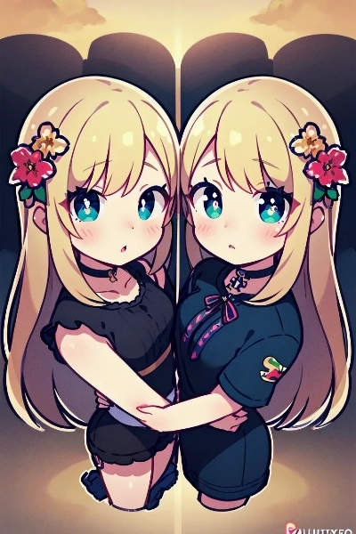 遺跡で佇む金色の髪の姉妹