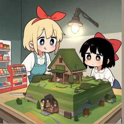 商店街のジオラマ作り