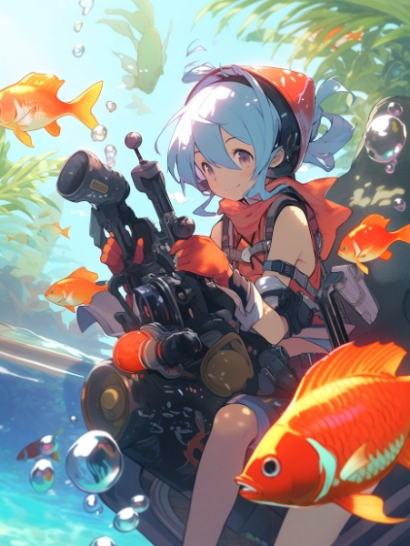 No.543 投稿作品MIX　金魚✕水槽のダイバー