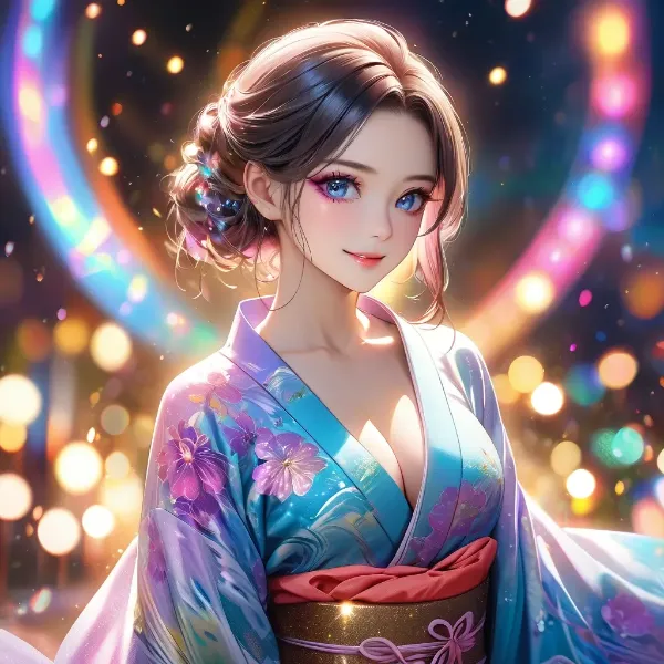 夜祭りの幻想的な美女