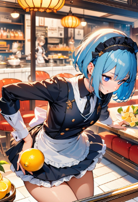 黒色制服のウエイトレスさん