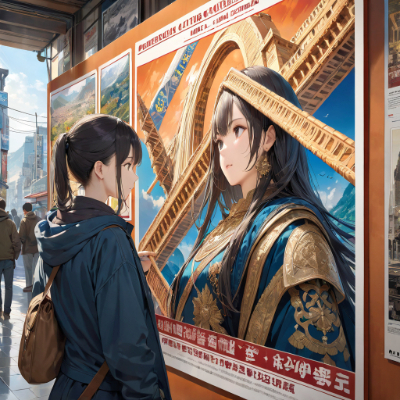 お題：ポスター（ポスターを見る少女）