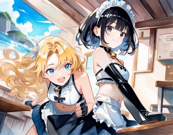 黒髪＆ブロンド・無人島のカフェでアルバイトした