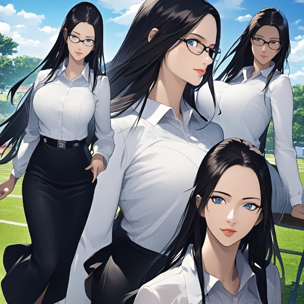 ハイヒールを履いてなくても175cmを超えてそうな静香先生に身長が追いつくのは何年後になるか分からない子どもの自分がつらい😭♥