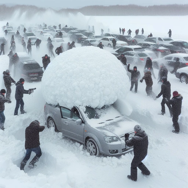 車で雪合戦！！