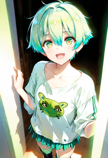 蛙Tシャツ少女の秘密の朝