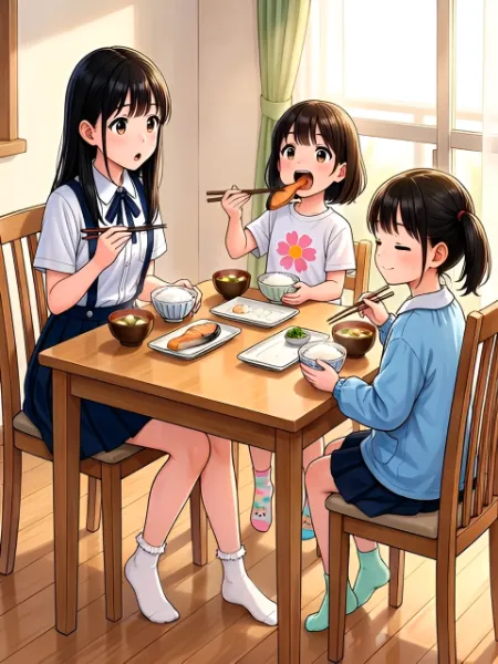 【動画】朝ご飯だよ！三姉妹（連作5/20）