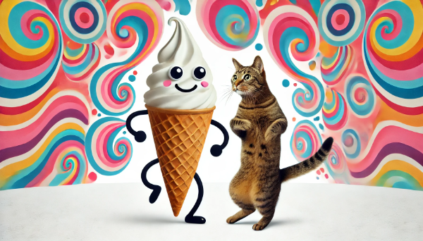 ソフトクリームと踊る猫さん