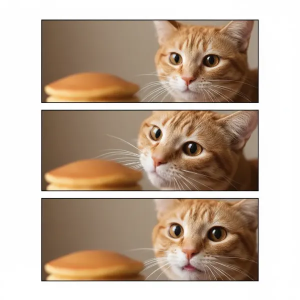 パンケーキに魅せられた猫の朝