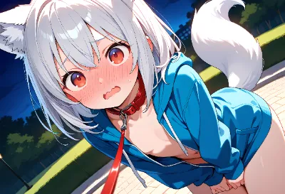 【R-18】ジャッカル君の裸パーカー露出散歩調教