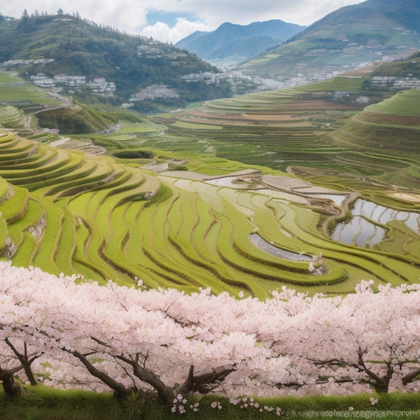 桜と棚田