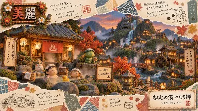 紅葉の湯で出会う森の旅人たち