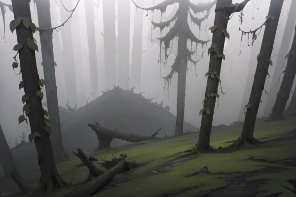 TRPG用背景素材　霧の斜面