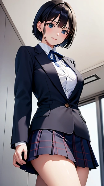 ショートボブい女子高生とブレザー制服