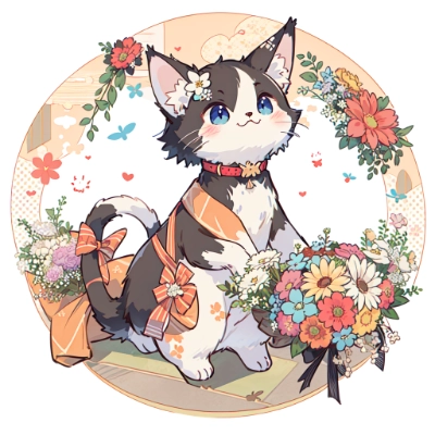 お花のお届けニャ
