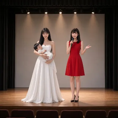 赤い司会者と白いママ