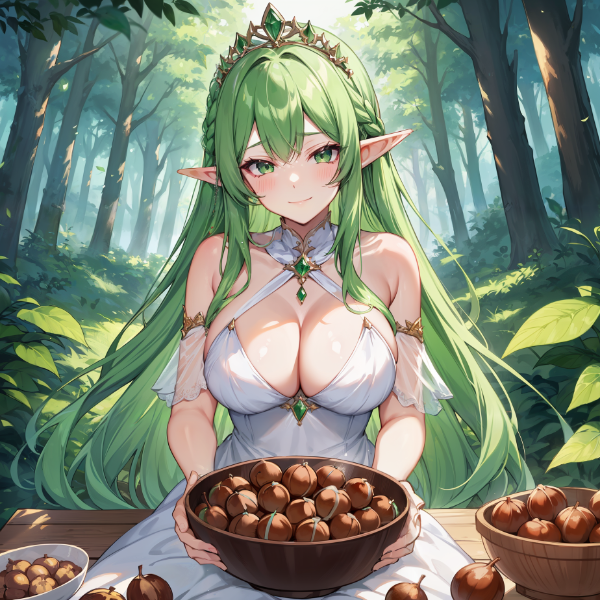 エルフさんと栗の収穫