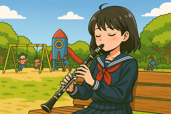 公園の調べを奏でる少女