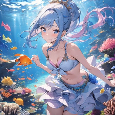 海の中の青髪さん