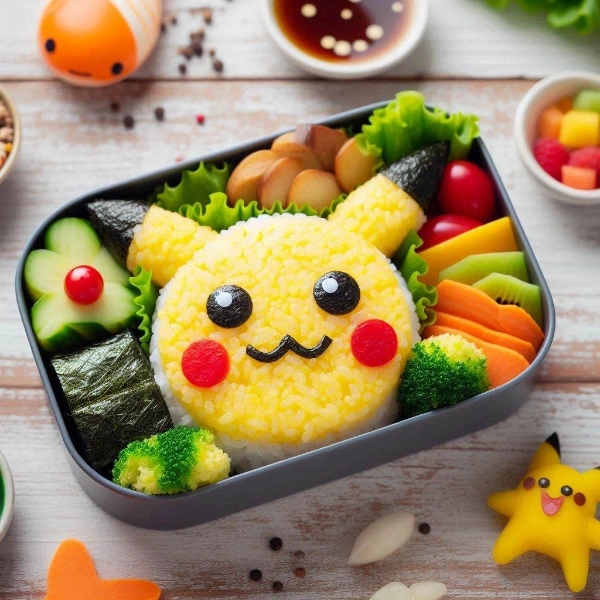 電気鼠のキャラ弁風お子様ランチ