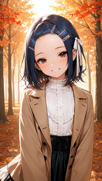 秋の森で出会った青髪の少女