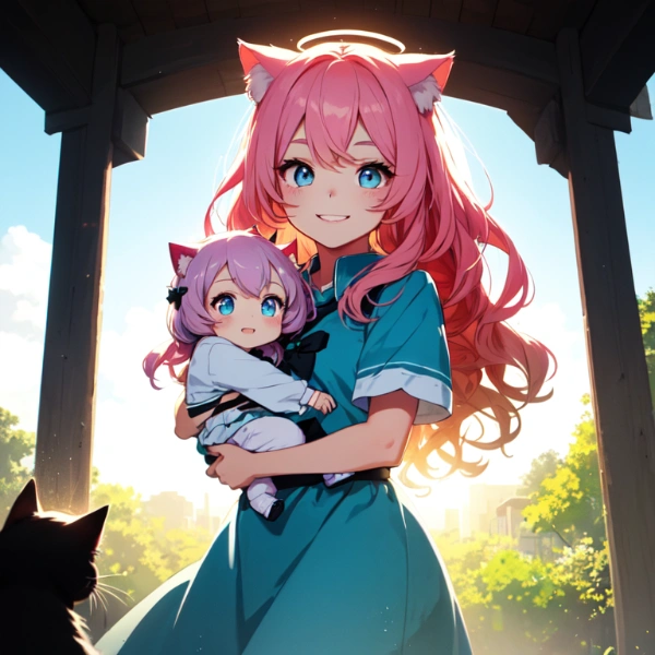 猫耳女子とあかちゃん