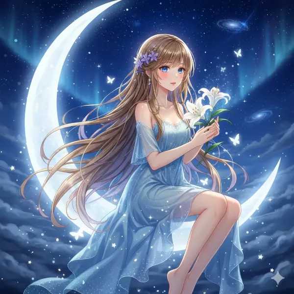 月夜に咲く青い花の願い