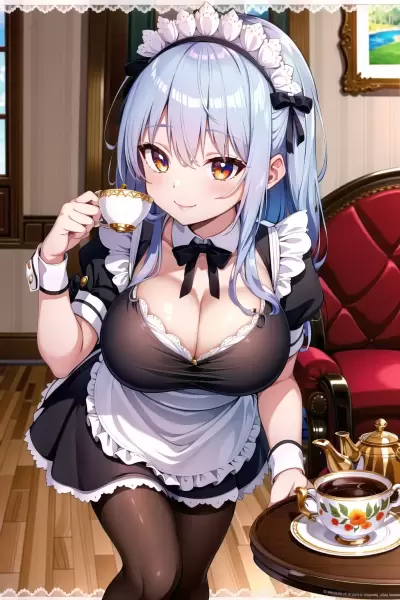 ティーセットを運ぶメイドさん