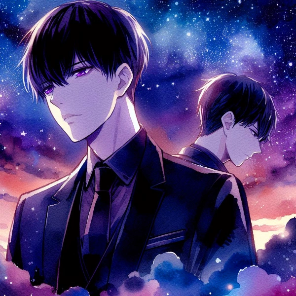 水彩画な、黒髪短髪男性と夜空★その2(28枚)