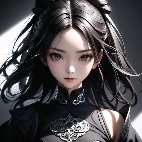 闇に輝く黒髪の美女