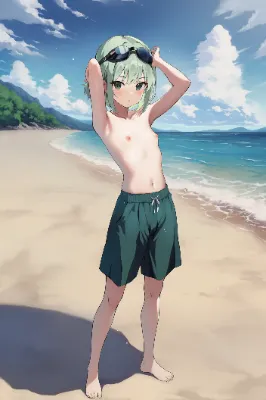 海岸の美少年？