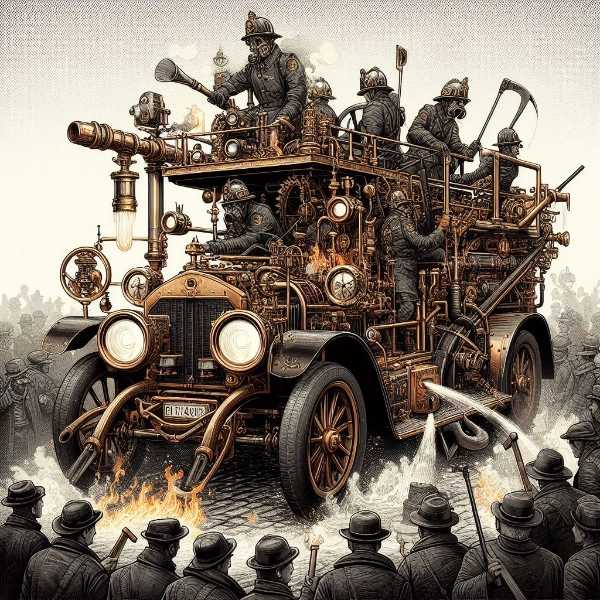 スチームパンクの消防車
