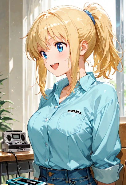 陽光の部屋で輝くクールガール