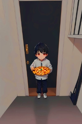 ピザを受け取り