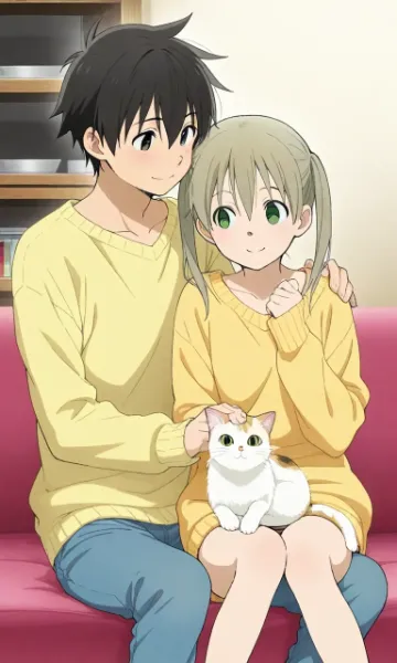 猫と寄り添う甘い時間