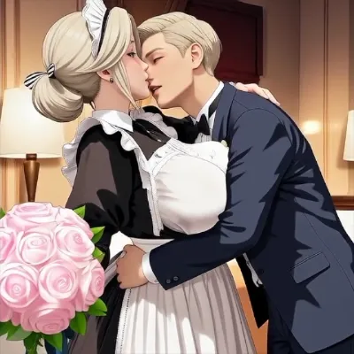メイドさんにキス