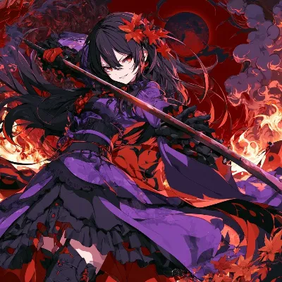 血月下に紅葉舞う黒剣姫