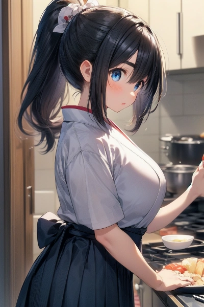 妹に料理を教育中