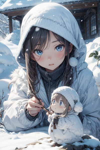 雪で女の子作ってみた