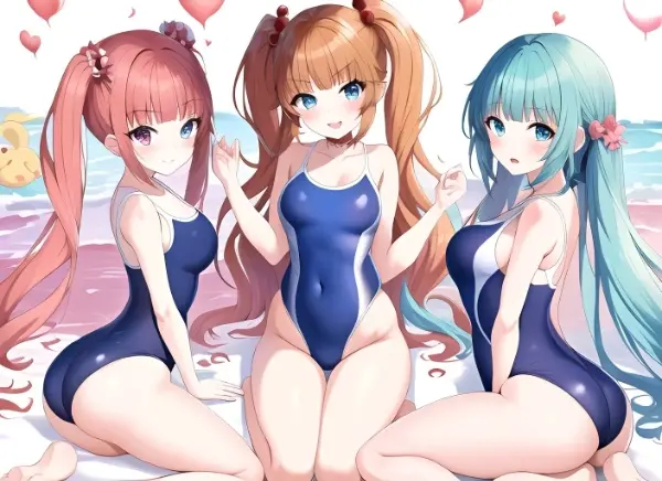 競泳水着トリオ