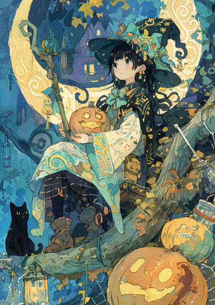 ハロウィン水彩画🎃