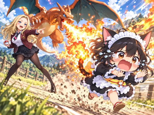 ミニスカートちゃんに捕まえられそーニャ～(TOT)