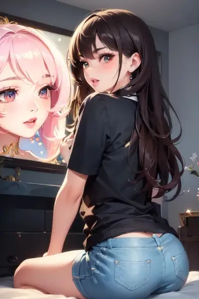 テレビのアイドルに憧れる少女