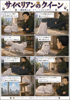 猫漫画6シリーズ   サイベリアンのクィーン 模様替えは、クイーンの一言で。  ちびキャラ ベビークイーン ふわふわの誘惑  クイーンと無職のおっさん現代版 改行だけ整えて、肝心の中身が薄くなった日  クイーンと無職のおっさん江戸版 流行を