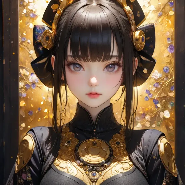 黄金の装飾に輝く少女