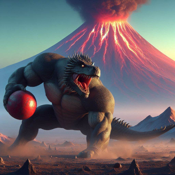 ドッジボールをするドラゴン