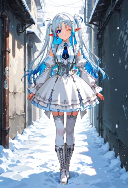 雪の粒子がほどいた路地の気配